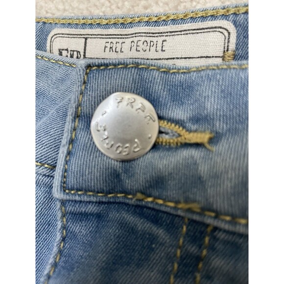 Free People Just Float On Womens 29R Blue Flare Bell Bottom Jeans Raw Hem Boho - Picture 7 of 10